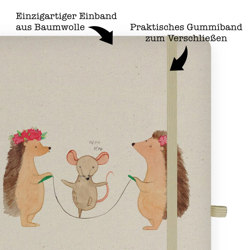 Personalised notebook Hedgehog skipping small animals, cute, funny, cute animal motives, hand drawn, small world, funny sayings, good mood, happy, gifts, gift ideas, special gifts, animal lover, card, rope skipping, children, kindergarten, hedgehog, mouse