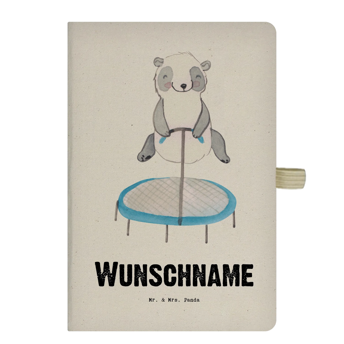 Personalised notebook panda trampoline jumping Gift, sport, hobby, giving, thank you, award, profit, athlete, trampoline jumping, gym, trampoline gymnastics