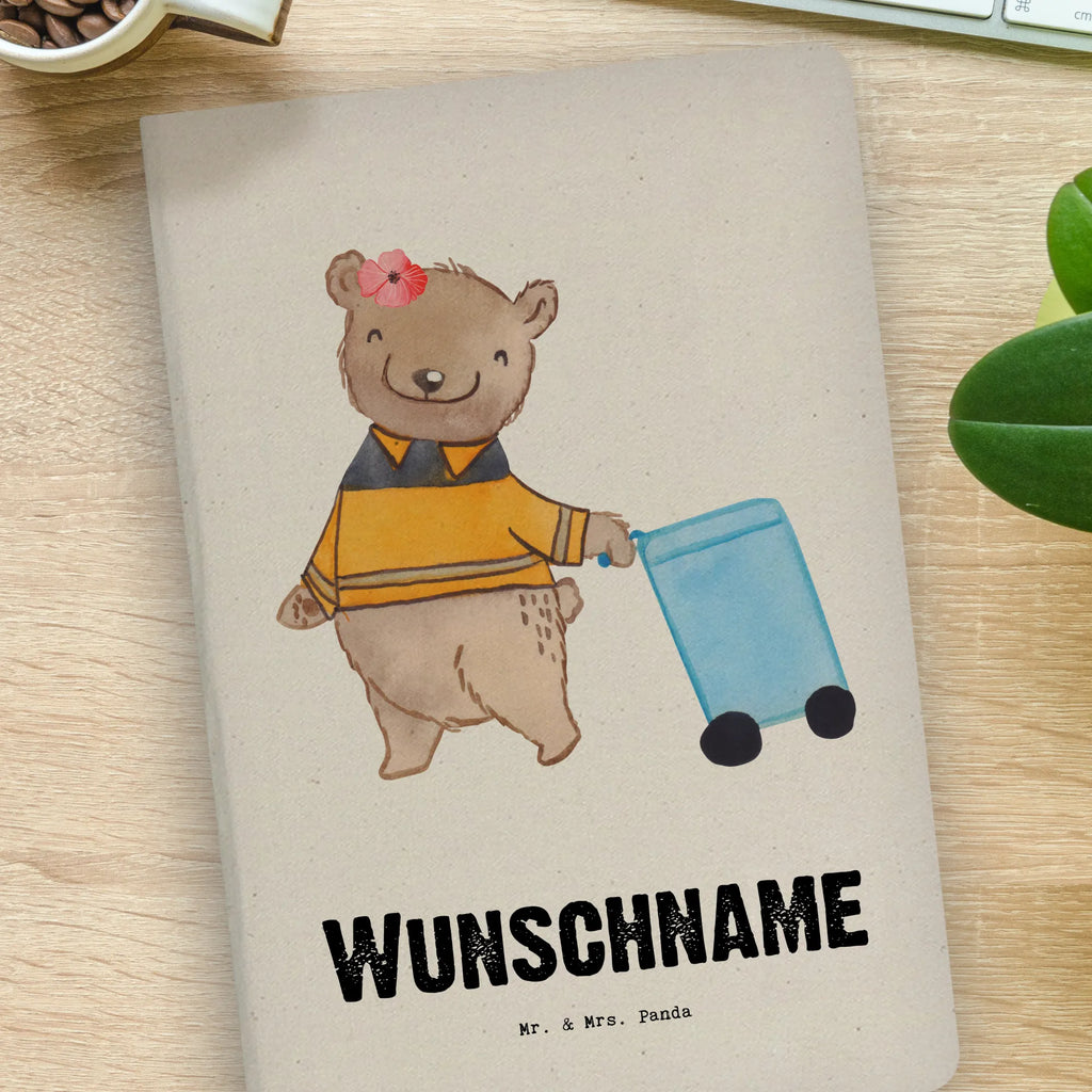 Personalised notebook female garbage collector Heart gift, gift idea, best, farewell gift, passing exam, anniversary, retirement, promotion, job start, sayings, funny, profession