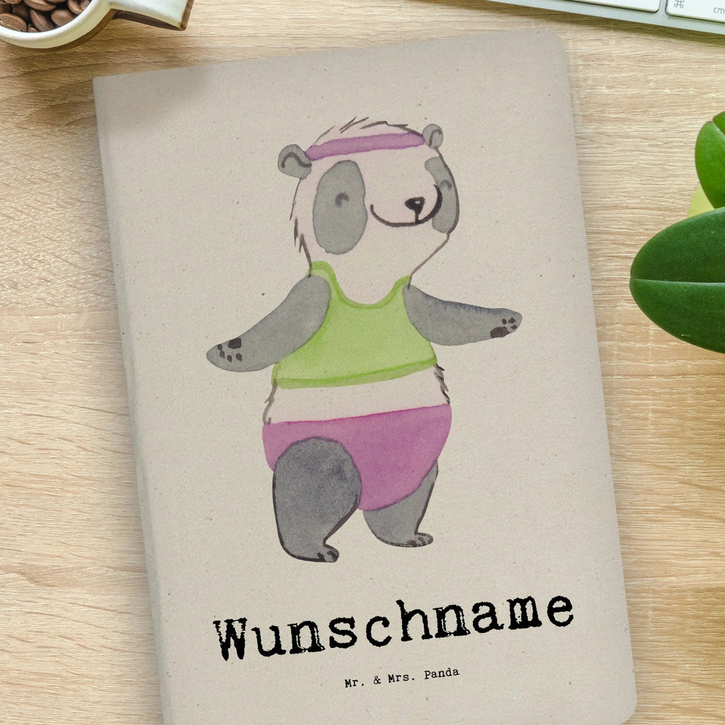 Personalised notebook panda aerobics Gift, sport, hobby, giving, thank you, award, profit, athlete, gym, aerobics fitness, Aerobics