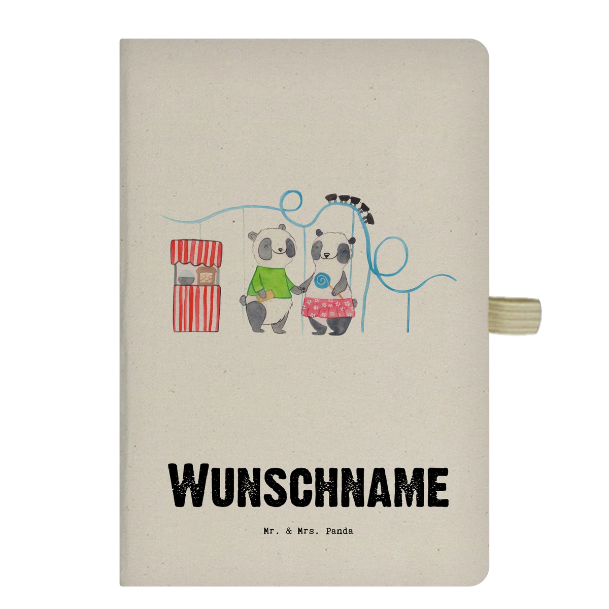Personalised notebook pandas visit amusement park Gift, giving, thank you, award, profit, athlete, ride a roller coaster, Visit an amusement park
