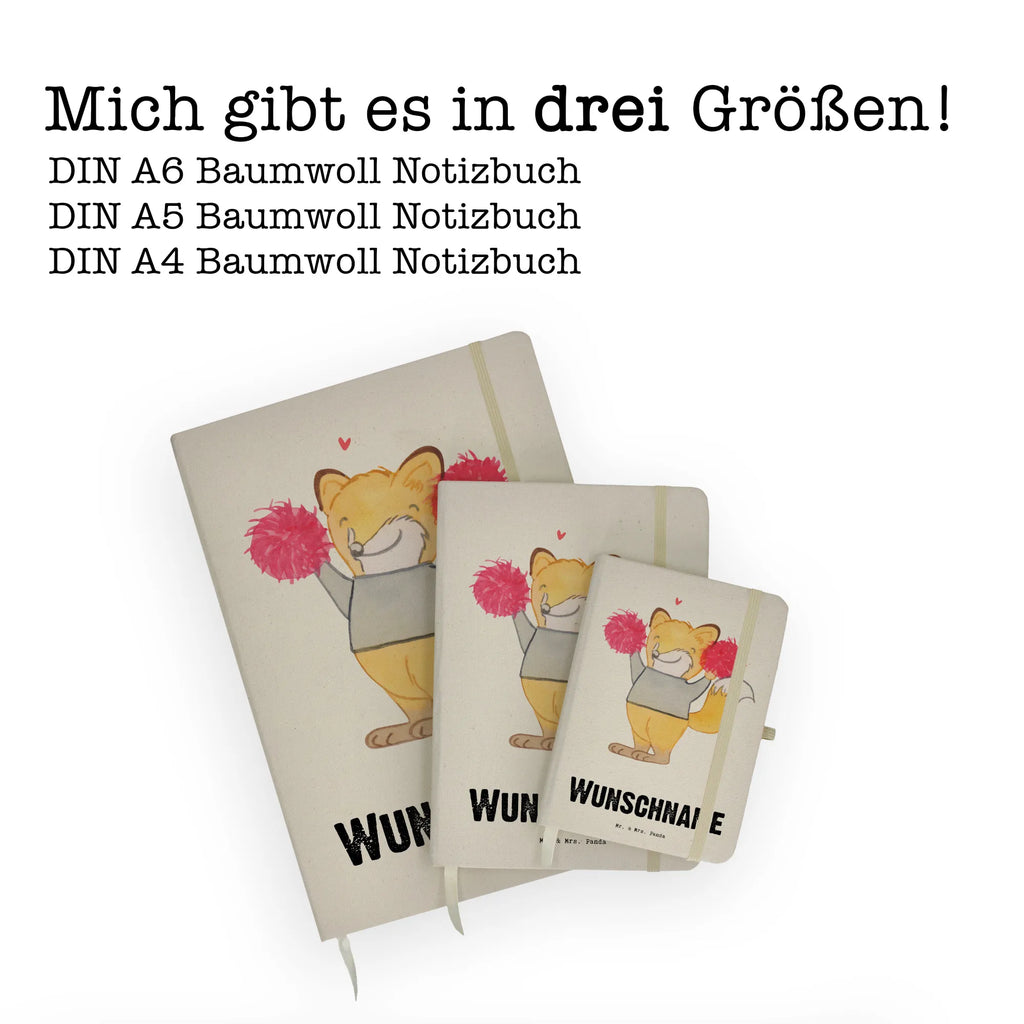 Personalised notebook Fox cheerleader Gift, sport, hobby, giving, thank you, award, profit, athlete, Turn Club, Cheerleader, Cheerleading, Tournaments, Gymnastics