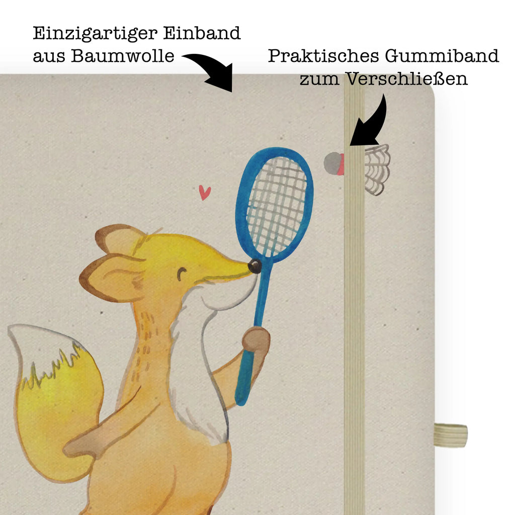 Personalised notebook Fox play badminton Gift, sport, hobby, giving, thank you, award, profit, athlete, badminton, Play shuttlecock