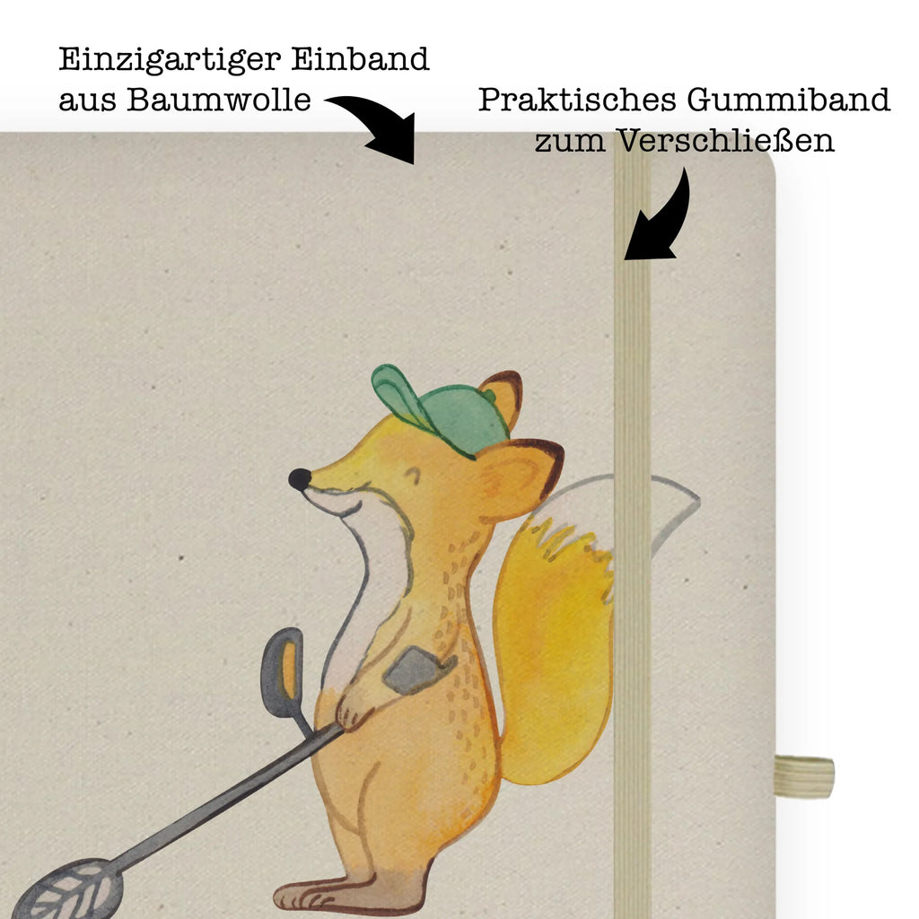 Personalised notebook Fox metal detector Gift, sport, hobby, giving, thank you, award, profit, athlete, look for coins, probe, probe walker, Metal detector, treasure hunt