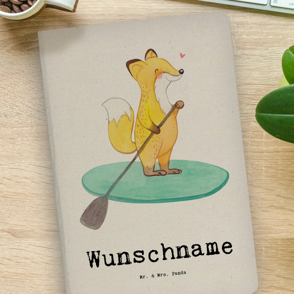 Personalised notebook Fox Stand up paddling Gift, sport, hobby, giving, thank you, award, profit, athlete, subben, Paddle Boarding, stand up paddle, SUB, Stand Up Paddling