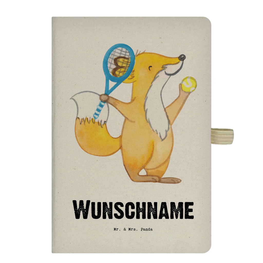 Personalised notebook Fox play tennis Gift, sport, hobby, giving, thank you, award, profit, athlete, tennis club, tennis tournament, ball sport, Playing tennis