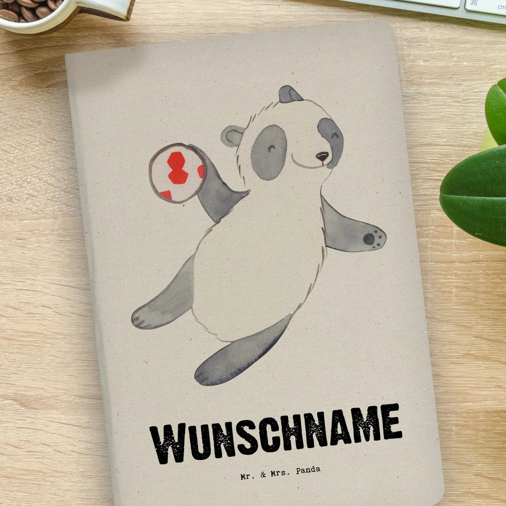 DIN A4 Personalizowany Notatnik Panda grać w piłkę ręczną Prezent, Sport, Dyscyplina sportowa, Hobby, Darować, Dziękuję, Dzięki, Wyróżnienie, Wygrana, Sportowiec