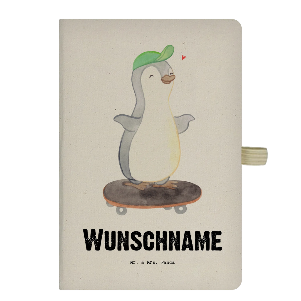 Personalised notebook penguin skateboarding Gift, sport, hobby, giving, thank you, award, profit, athlete, skateboarding, Skateboarding, skateboard, skate rink, skating