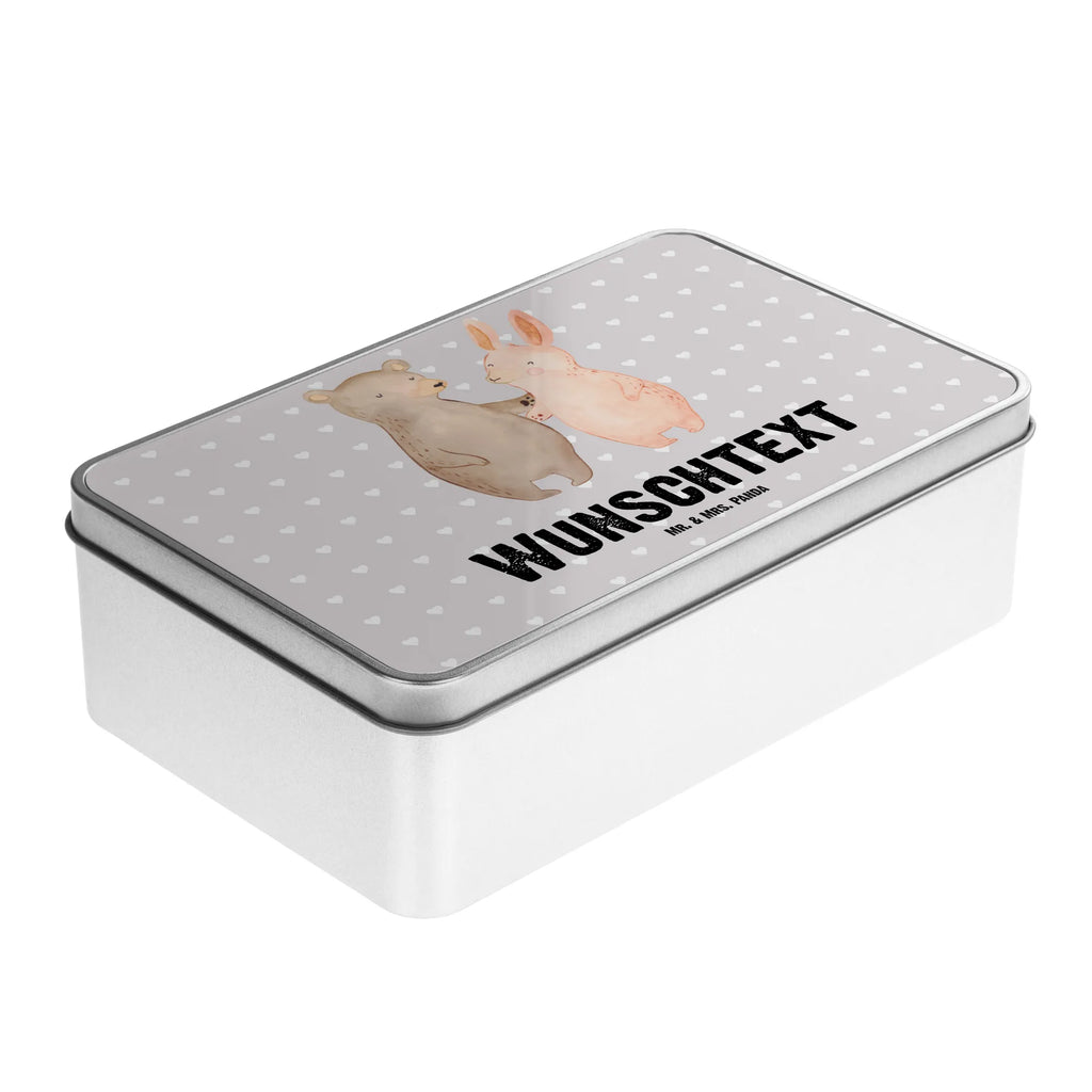 Personalised metal tin bear and rabbit Embrace Love, Loving, Two, Together, Marriage, Engagement, Proposal of marriage, Love gift, gift for her, gift for him, anniversary gift, friends, bear, best friend, rabbit, best friends