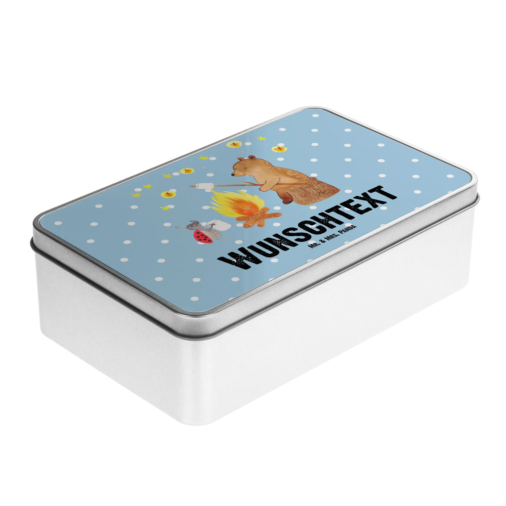 Spersonalizowana metalowa puszka Niedźwiedź i biedronka przy ognisku Niedźwiedź, Miś, Pluszowy miś