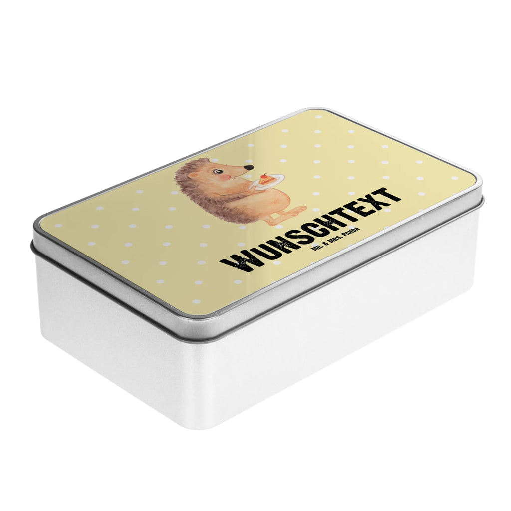 Spersonalizowana metalowa puszka jeż kawałek ciasta Motywy zwierzęce, dobra energia, zabawne powiedzonka, zwierzęta