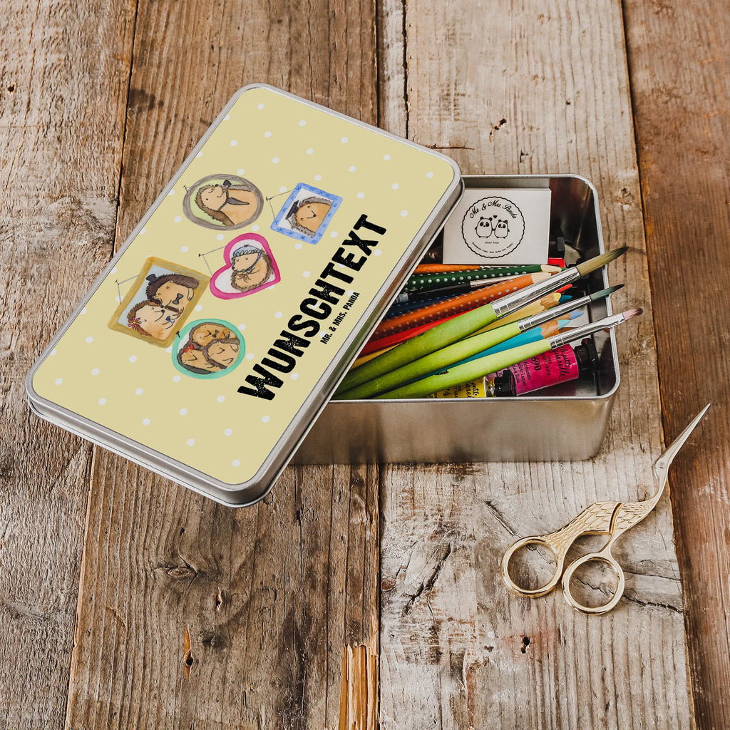 Personalised metal tin Hedgehog family Family, Father's Day, Mother's Day, brother, sister, Mom, Dad, mum, solidarity, pictures, hedgehogs, dad, happiness, love