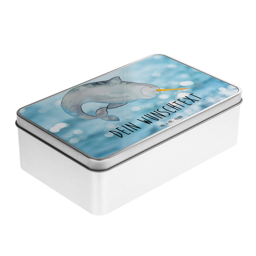 Personalised metal tin Narwhal Seafood, aquatic animals, ocean, sea, fish, shells, corals, reef, whale, narwhal, sea urchin, lobster, platypus, turtle, manatee, crocodile, orca, shrimp, gifts for seafood lovers, water world, underwater animals, underwater world, vacation, deep sea, seafood fans, gift ideas, seafood decoration, seafood posters, nursery, housewife, cleaning, Narwhal, bachelorette, cleaning up