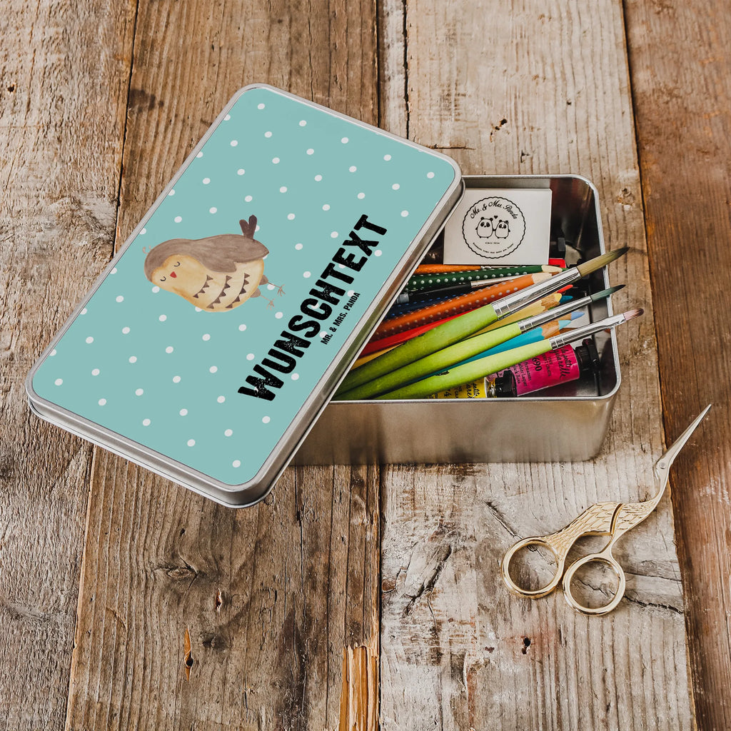 Personalised metal tin Owl Satisfied owl, forest animal, bird, nocturnal, gift ideas, birthday present, illustrated, funny, romantic gift, owl decor, Pun funny, Owl, Saying beautiful, Love saying, Wedding anniversary gift, Owl deco, Owl saying, Romantic