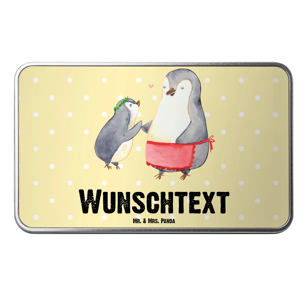 Spersonalizowana metalowa puszka Pingwin z dzieckiem Rodzina, Dzień Ojca, Dzień Matki, brat, siostra, mama, tata, babcia, dziadek