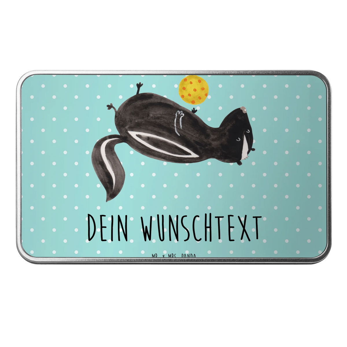 Personalised metal tin skunk ball Skunk, playful, stinky, wild animal, predator, skunk, wisdom, stinker