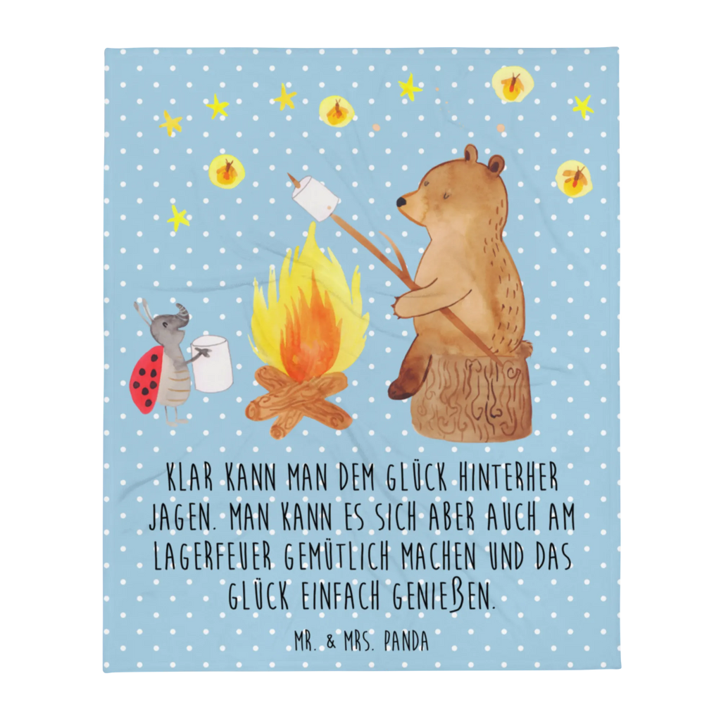 Koc Niedźwiedź i biedronka przy ognisku Decke, Wohndecke, Sofadecke, Wolldecke, Tagesdecke, Bär, Teddy, Teddybär, Lagerfeuer