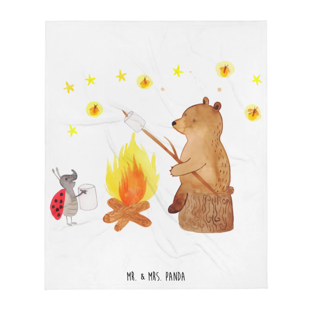 Koc Niedźwiedź i biedronka przy ognisku Decke, Wohndecke, Sofadecke, Wolldecke, Tagesdecke, Bär, Teddy, Teddybär, Lagerfeuer