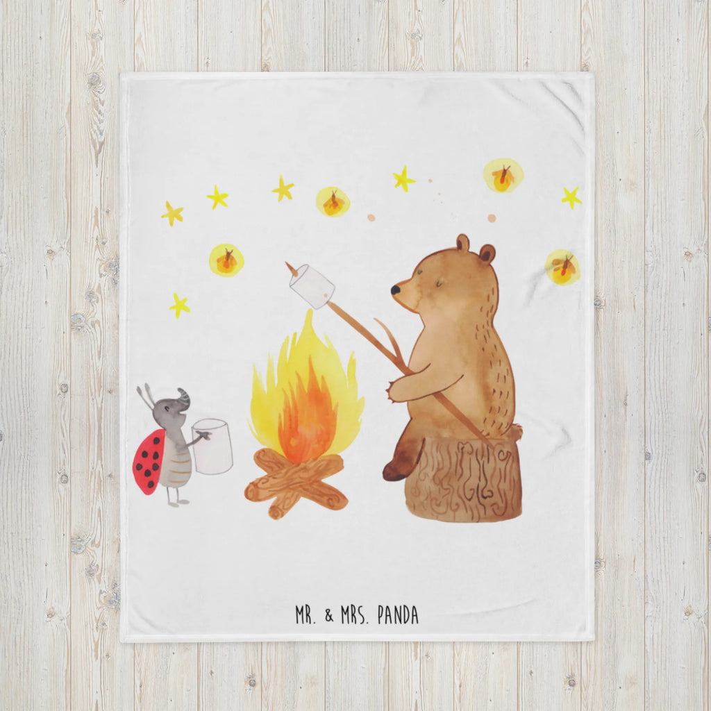 Koc Niedźwiedź i biedronka przy ognisku Decke, Wohndecke, Sofadecke, Wolldecke, Tagesdecke, Bär, Teddy, Teddybär, Lagerfeuer