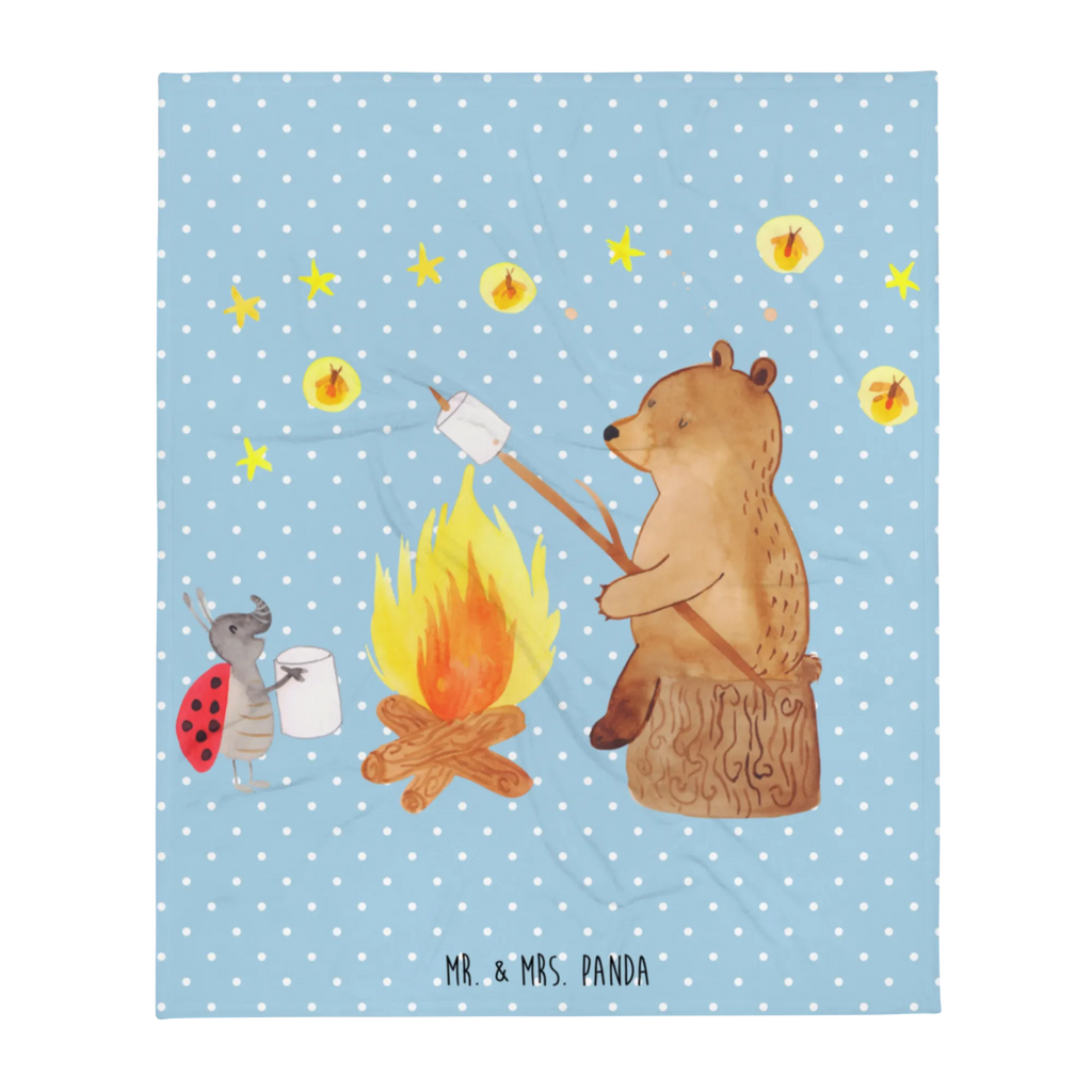 Koc Niedźwiedź i biedronka przy ognisku Decke, Wohndecke, Sofadecke, Wolldecke, Tagesdecke, Bär, Teddy, Teddybär, Lagerfeuer