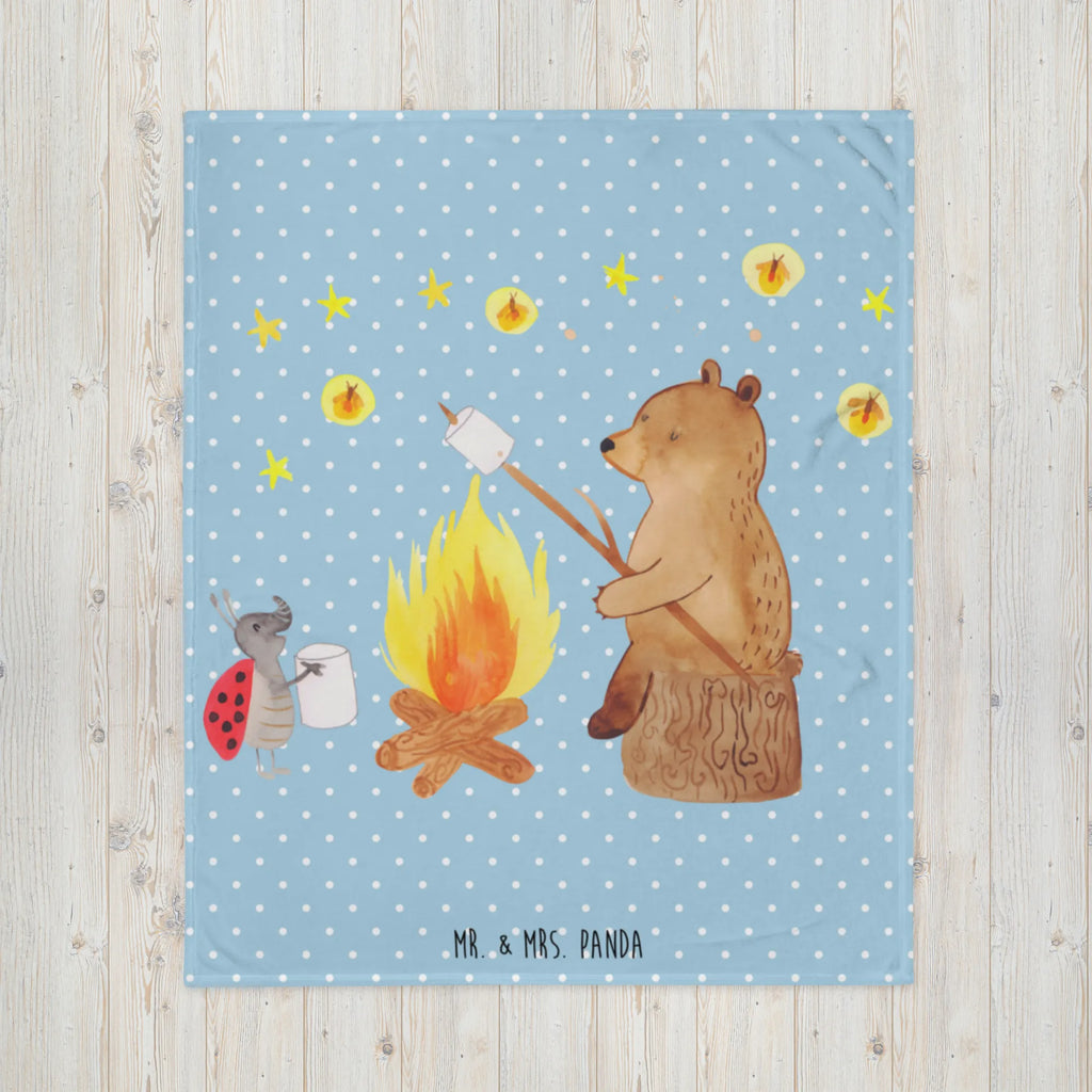 Koc Niedźwiedź i biedronka przy ognisku Decke, Wohndecke, Sofadecke, Wolldecke, Tagesdecke, Bär, Teddy, Teddybär, Lagerfeuer