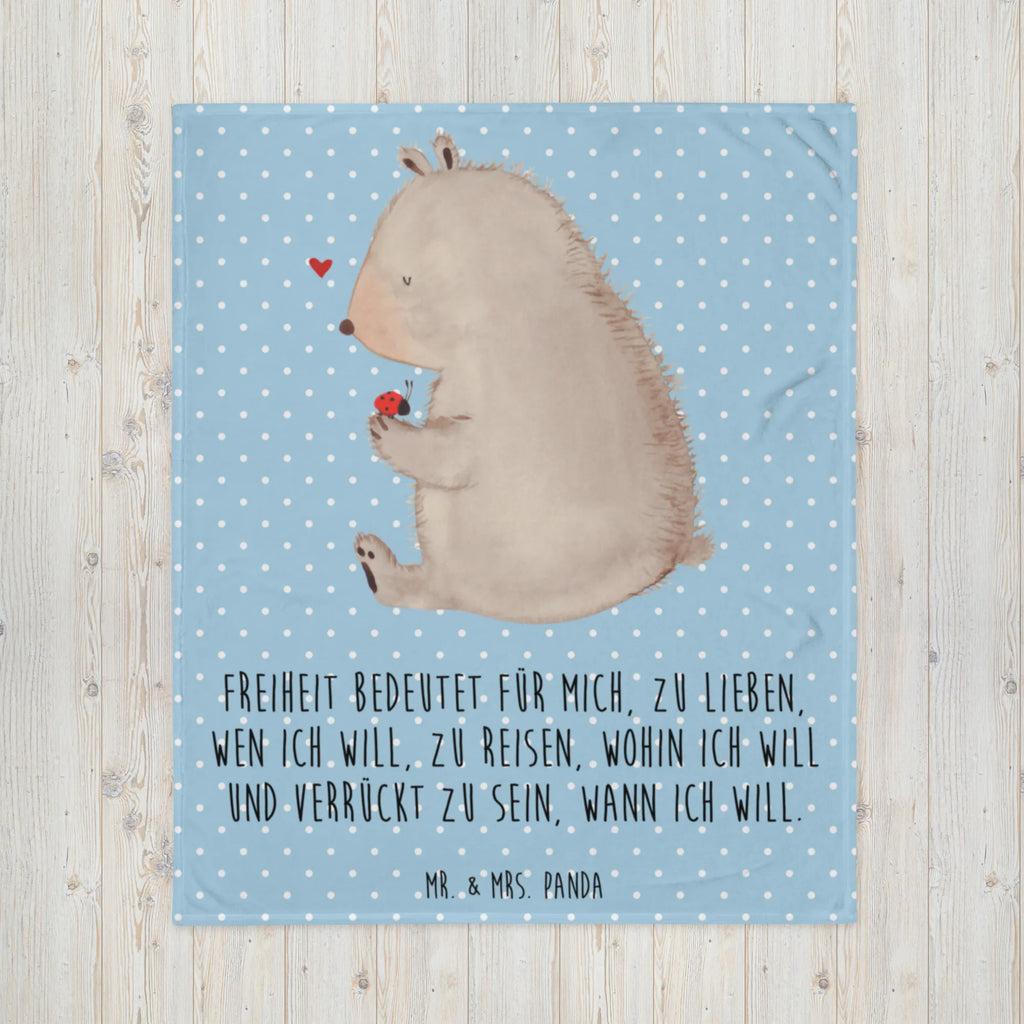 Blanket bear ladybug Tagesdecke, Sofadecke, Wohndecke, Decke, Wolldecke, Bär, Teddy, Teddybär, Motivation, Das Leben ist schön, Marienkäfer, Liebe, Freiheit