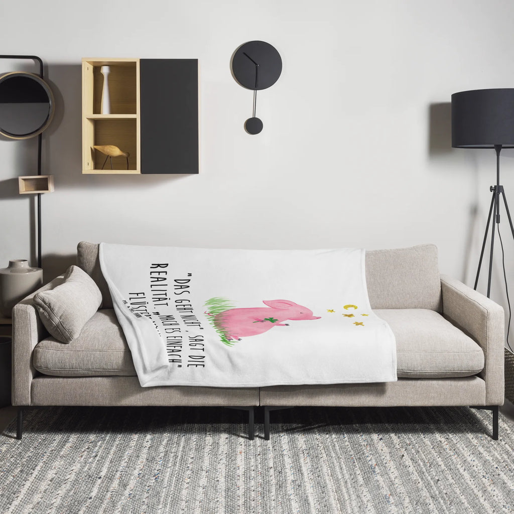 Kuscheldecke Schwein Glück Wohndecke, Decke, Tagesdecke, Wolldecke, Sofadecke, Tiermotive, Gute Laune, lustige Sprüche, Tiere, Schweinchen, Schwein, Ziele, Sterne, Sernchen, Glücksschwein. Glück, Träume, Motivation, Glücksbringer