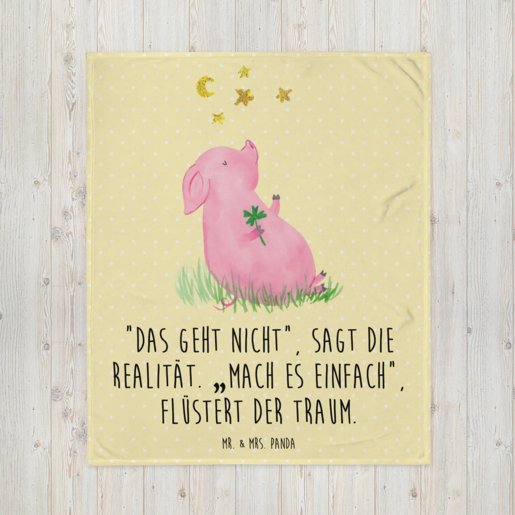 Kuscheldecke Schwein Glück Wohndecke, Decke, Tagesdecke, Wolldecke, Sofadecke, Tiermotive, Gute Laune, lustige Sprüche, Tiere, Schweinchen, Schwein, Ziele, Sterne, Sernchen, Glücksschwein. Glück, Träume, Motivation, Glücksbringer