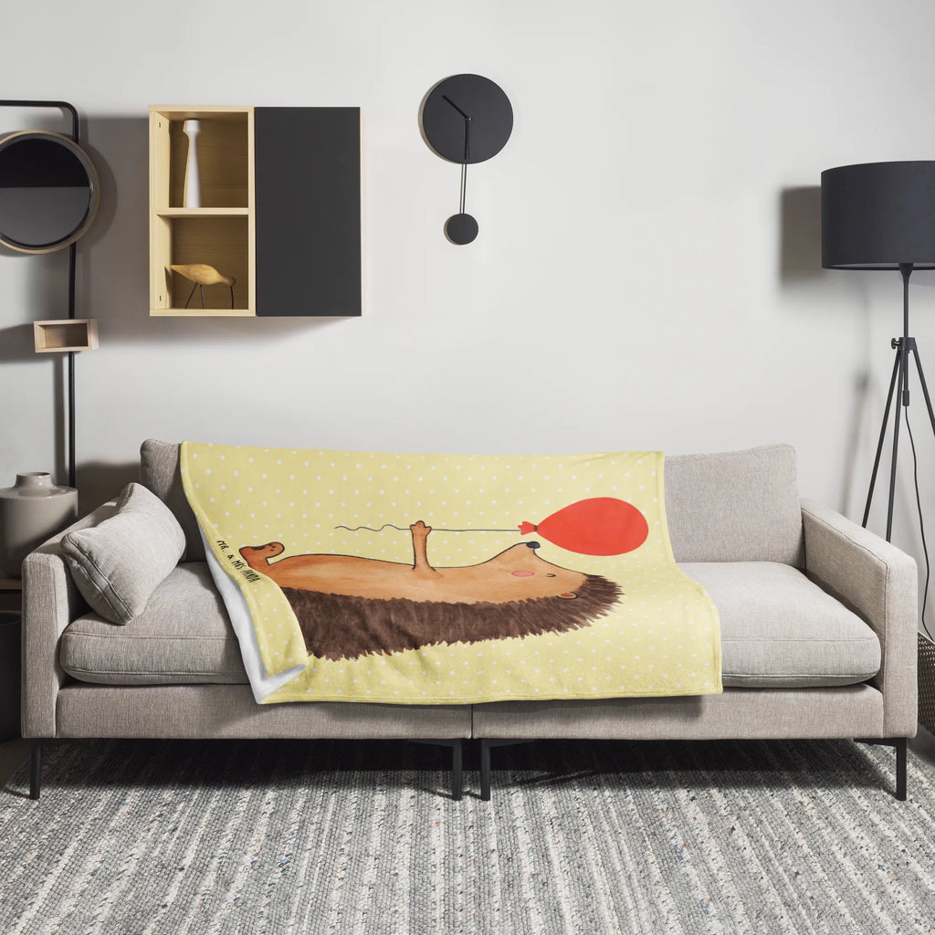 Kuscheldecke Igel Luftballon Wohndecke, Sofadecke, Wolldecke, Tagesdecke, Decke, Tiermotive, Gute Laune, lustige Sprüche, Tiere, Glückwunsch, Happy Birthday, Herzlichen Glückwunsch, Igel, Ballon, Geburtstagskind, Geburtstag