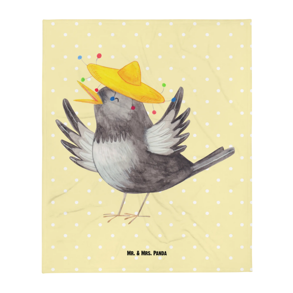 Kuscheldecke Rabe Sombrero Wohndecke, Sofadecke, Decke, Wolldecke, Tagesdecke, Tiermotive, Gute Laune, lustige Sprüche, Tiere, Glück Spruch, Rabe, Vogel, Elster, Motivation, fröhlich sein, Spruch positiv, Vögel, froh, glücklich sein