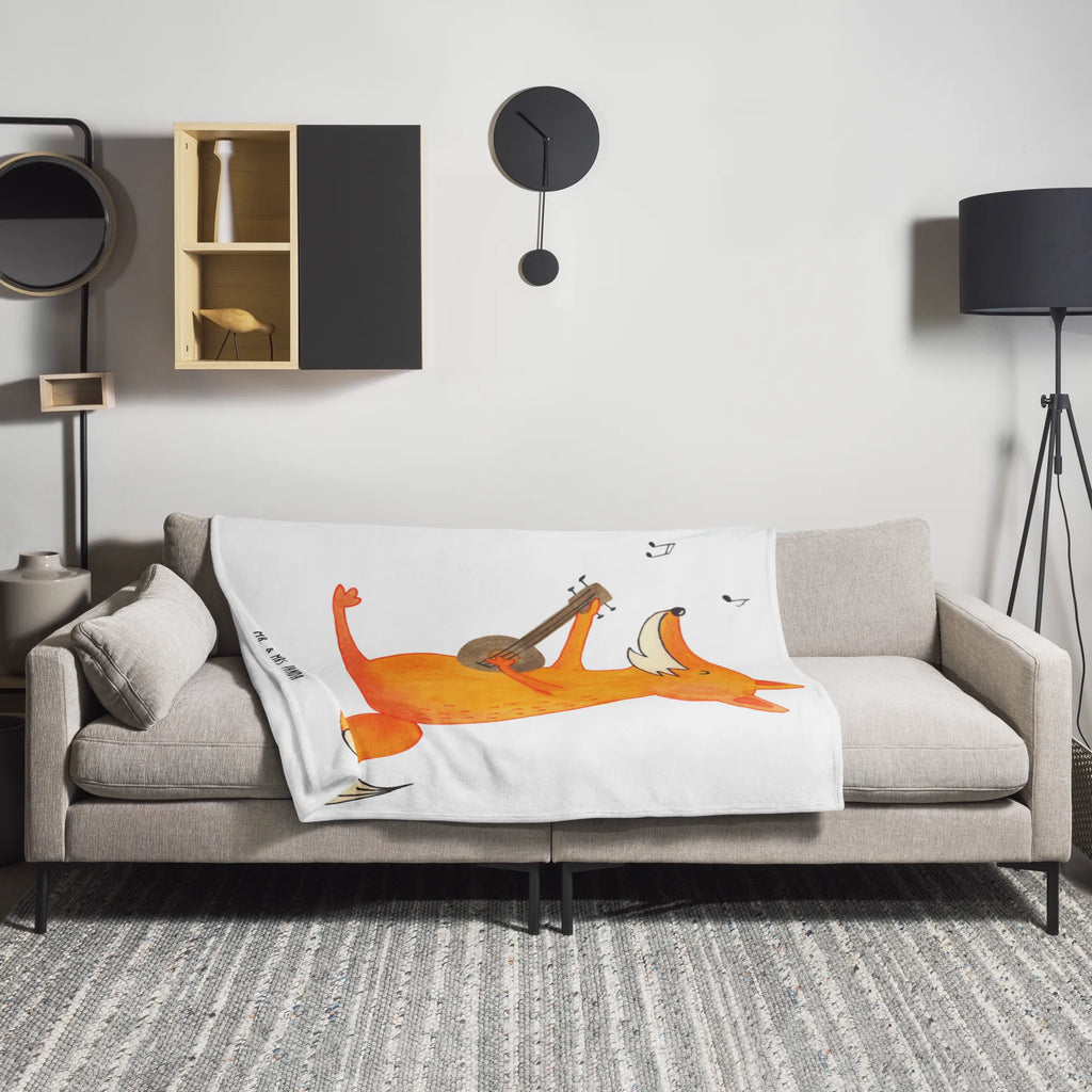 Kuscheldecke Fuchs Gitarre Wolldecke, Wohndecke, Sofadecke, Decke, Tagesdecke, Fuchs, Füchse, Sänger, Gitarre, Musik Spruch, Geschenk Musiker, Sängerin, Musikerin