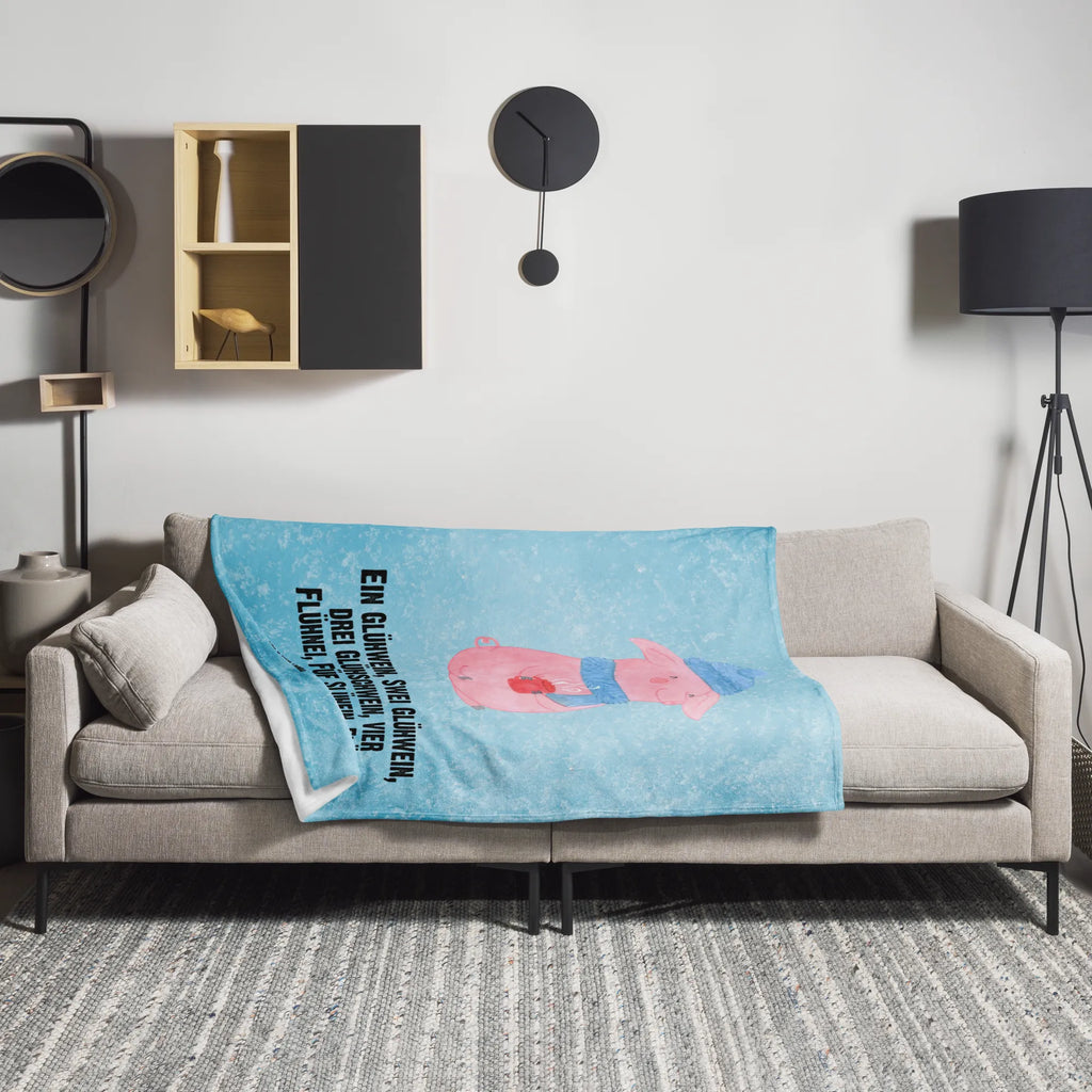 Kuscheldecke Schweinchen Glühwein Tagesdecke, Sofadecke, Wolldecke, Wohndecke, Decke, Winter, Weihnachten, Weihnachtsdeko, Nikolaus, Advent, Heiligabend, Wintermotiv, Betrunken, Weihnachtsmarkt, Spruch, Glühwein