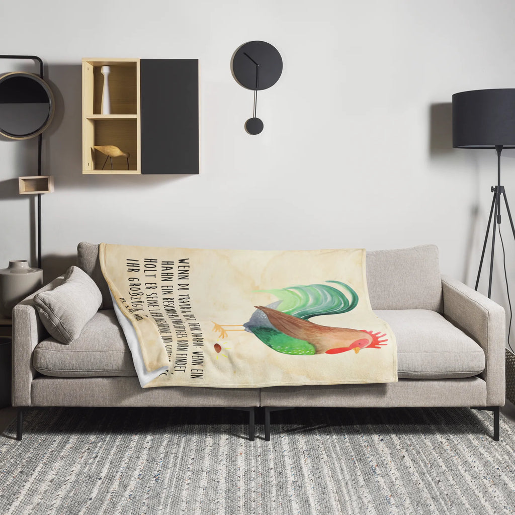 Kuscheldecke Hahn mit Korn Wolldecke, Tagesdecke, Sofadecke, Wohndecke, Decke, Bauernhof, Hoftiere, Landwirt, Landwirtin, Eier, Henne, Natur, Korn, Hahn