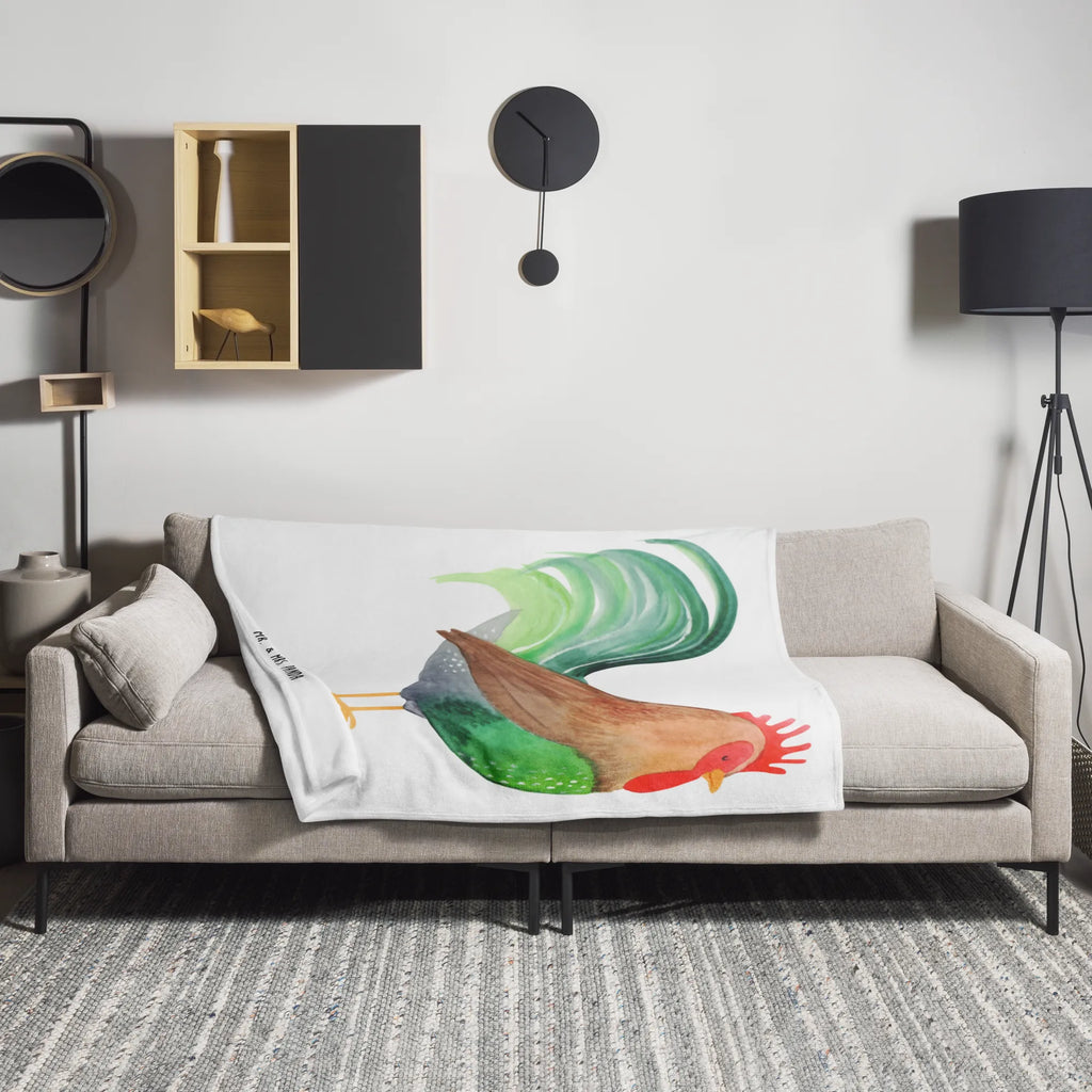 Kuscheldecke Hahn mit Korn Wolldecke, Tagesdecke, Sofadecke, Wohndecke, Decke, Bauernhof, Hoftiere, Landwirt, Landwirtin, Eier, Henne, Natur, Korn, Hahn