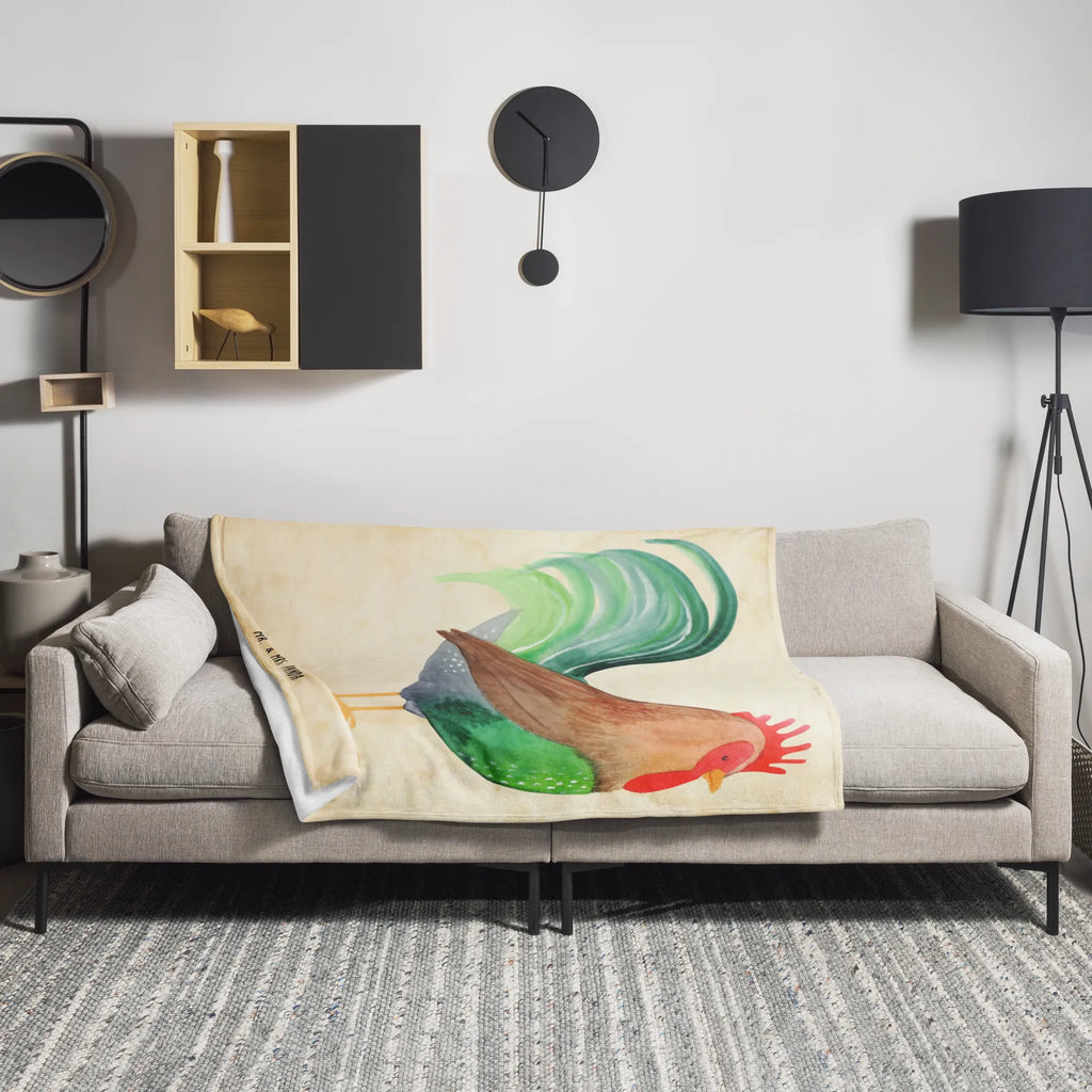 Kuscheldecke Hahn mit Korn Wolldecke, Tagesdecke, Sofadecke, Wohndecke, Decke, Bauernhof, Hoftiere, Landwirt, Landwirtin, Eier, Henne, Natur, Korn, Hahn