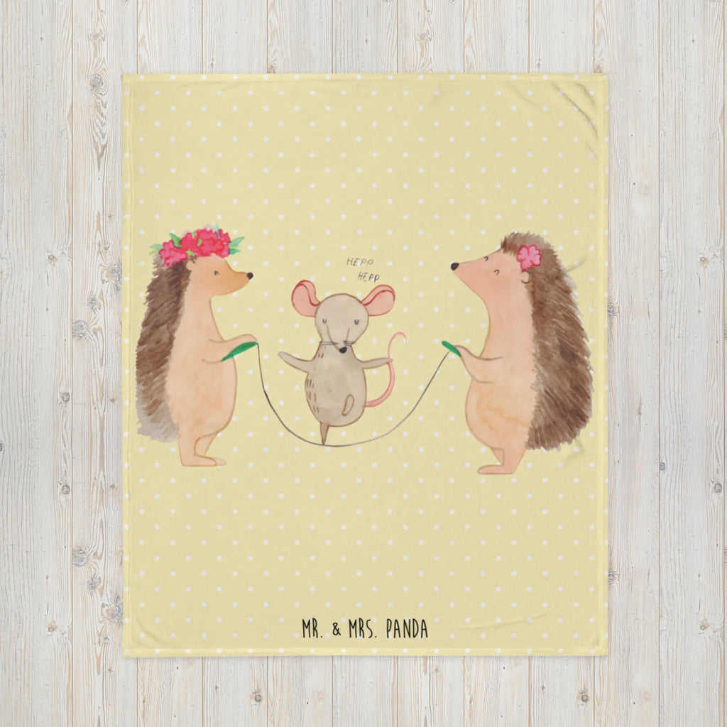 Kuscheldecke Igel Seilhüpfen Sofadecke, Decke, Wolldecke, Wohndecke, Tagesdecke, Tiermotive, Gute Laune, lustige Sprüche, Tiere, Kindergarten, Maus, Igel, Kinder, Seilspringen, Seilhüpfen