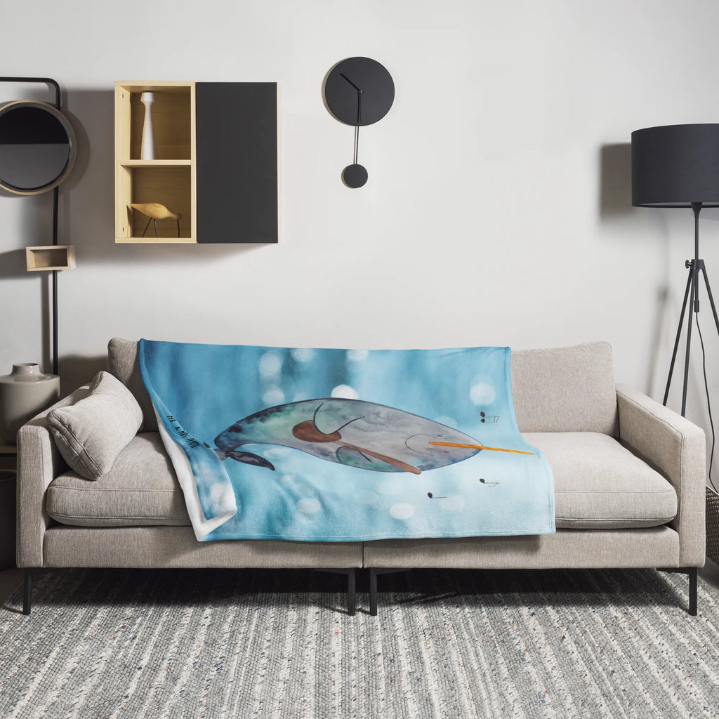 Kuscheldecke Narwal Gitarre Wolldecke, Wohndecke, Sofadecke, Tagesdecke, Decke, Meerestiere, Meer, Urlaub, Wal, Gespräche, Frust, Tanzen, Problemlösung, Gitarre, Probleme, Narwal