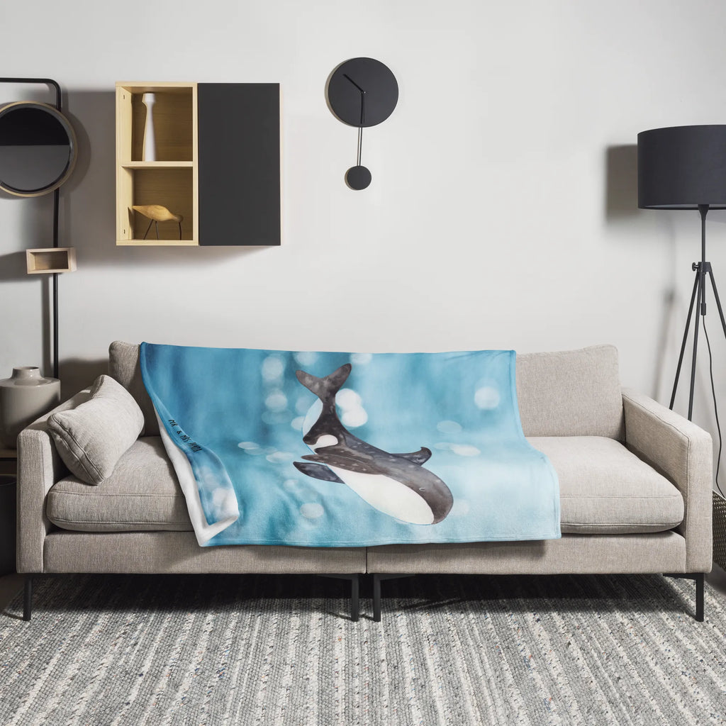Kuscheldecke Orca Wohndecke, Decke, Sofadecke, Tagesdecke, Wolldecke, Meerestiere, Meer, Urlaub, Startup, Möglichkeiten, Orcas, Killerwal, Neustart, Selbstliebe, Wal, Orca, Motivation, Büro, Arbeit