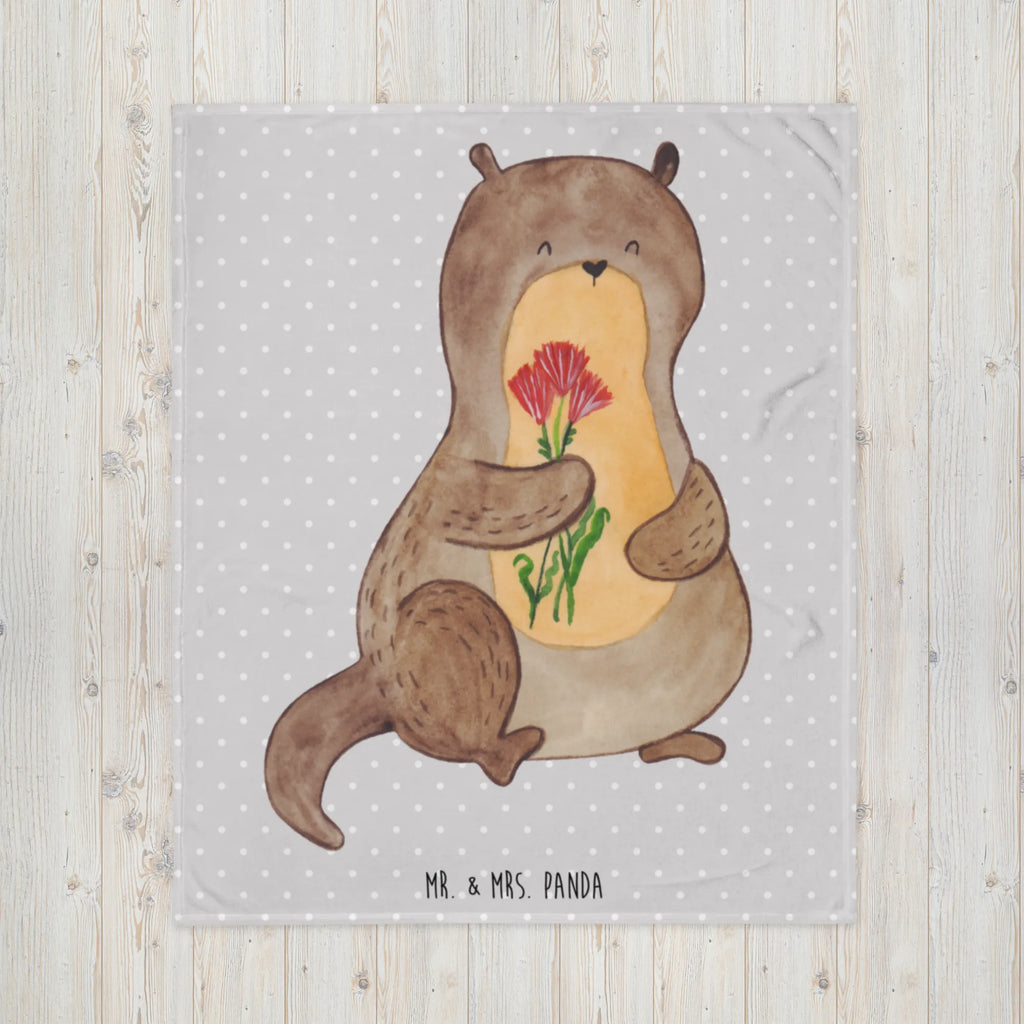 Kuscheldecke Otter Blumenstrauß Tagesdecke, Decke, Sofadecke, Wolldecke, Wohndecke, Otter, Fischotter, Seeotter, Otter Seeotter See Otter
