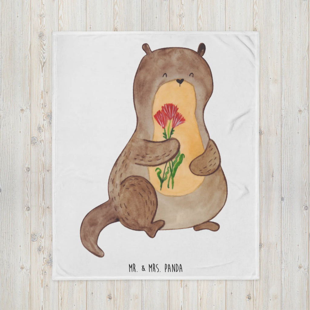 Kuscheldecke Otter Blumenstrauß Tagesdecke, Decke, Sofadecke, Wolldecke, Wohndecke, Otter, Fischotter, Seeotter, Otter Seeotter See Otter