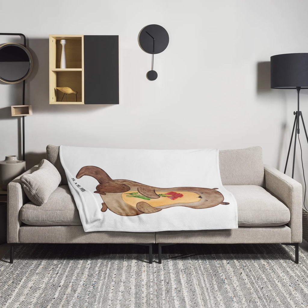 Kuscheldecke Otter Blumenstrauß Tagesdecke, Decke, Sofadecke, Wolldecke, Wohndecke, Otter, Fischotter, Seeotter, Otter Seeotter See Otter