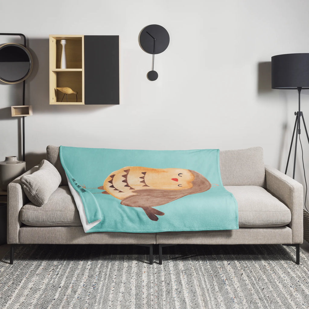 Koc sowa zadowolona Sofadecke, Tagesdecke, Decke, Wolldecke, Wohndecke, Eule, Geschenk Hochzeitstag, Spruch schön, Romantisch, Liebe Spruch, Eule deko, Eule Spruch, Wortspiel lustig, Owl