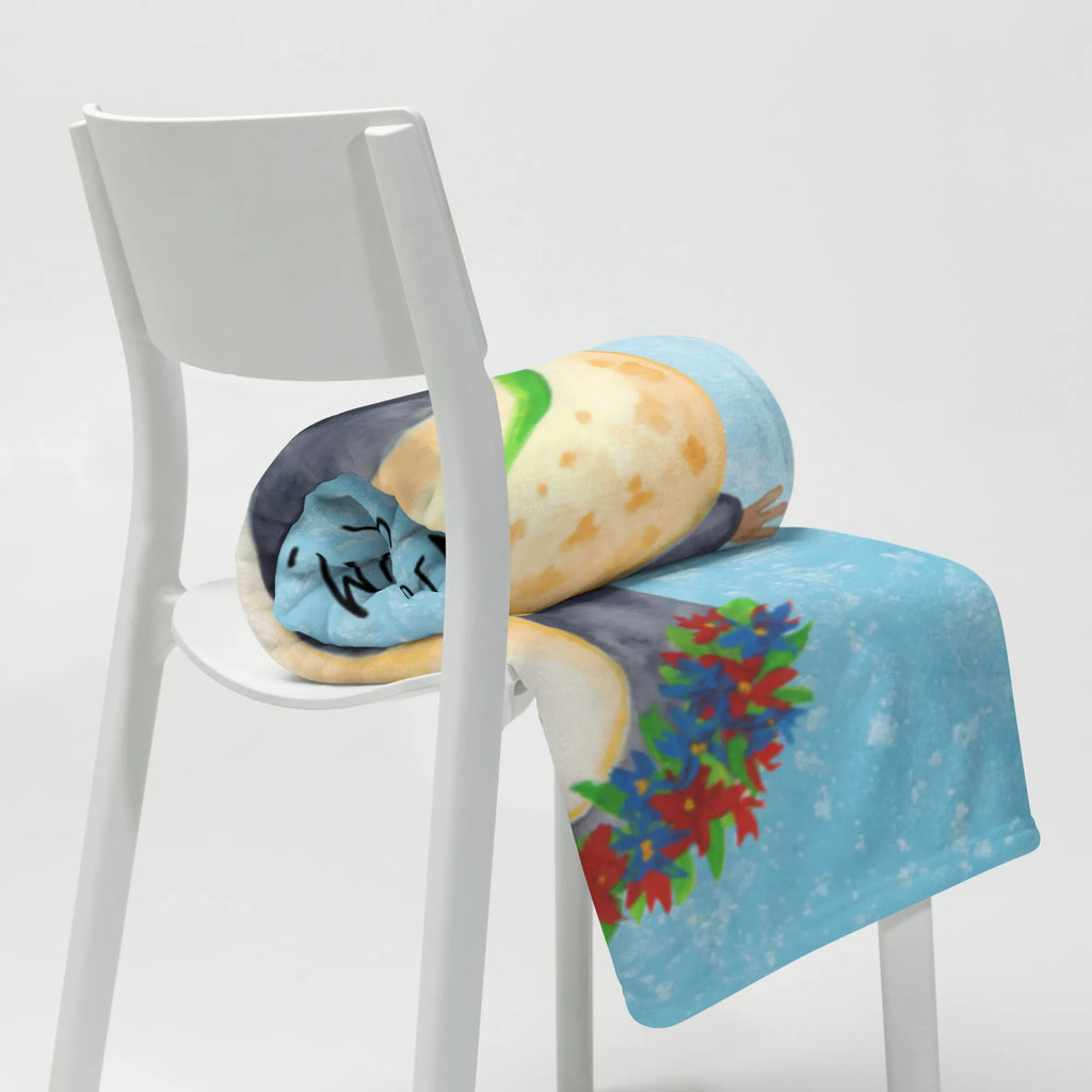 Kuscheldecke Pinguin Blumen Wolldecke, Sofadecke, Tagesdecke, Decke, Wohndecke, Pinguin, Motivation, Pinguine, Leben, Lebensziele, Liebeskummer, Geschenkidee, Wünsche, Blumenkranz, Lebenslust, Ziele, Universum