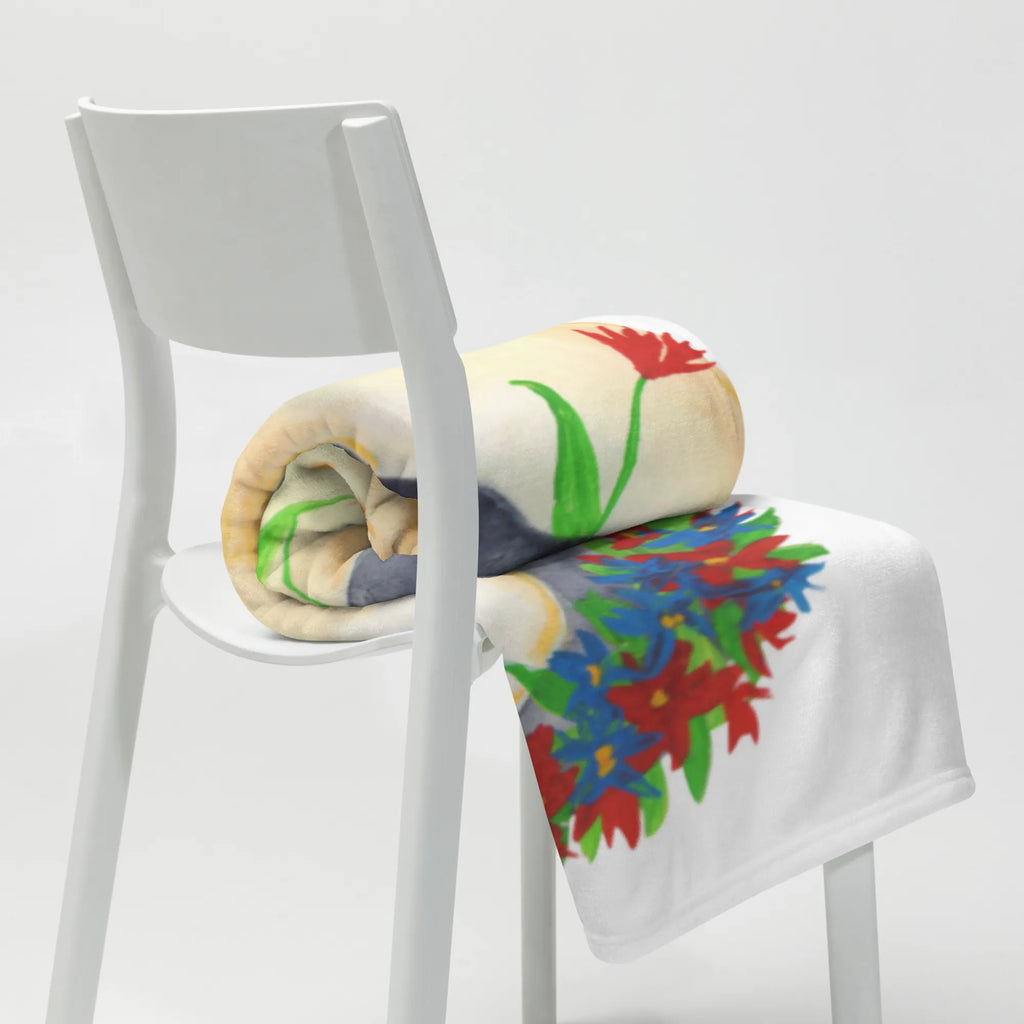 Kuscheldecke Pinguin Blumen Wolldecke, Sofadecke, Tagesdecke, Decke, Wohndecke, Pinguin, Motivation, Pinguine, Leben, Lebensziele, Liebeskummer, Geschenkidee, Wünsche, Blumenkranz, Lebenslust, Ziele, Universum