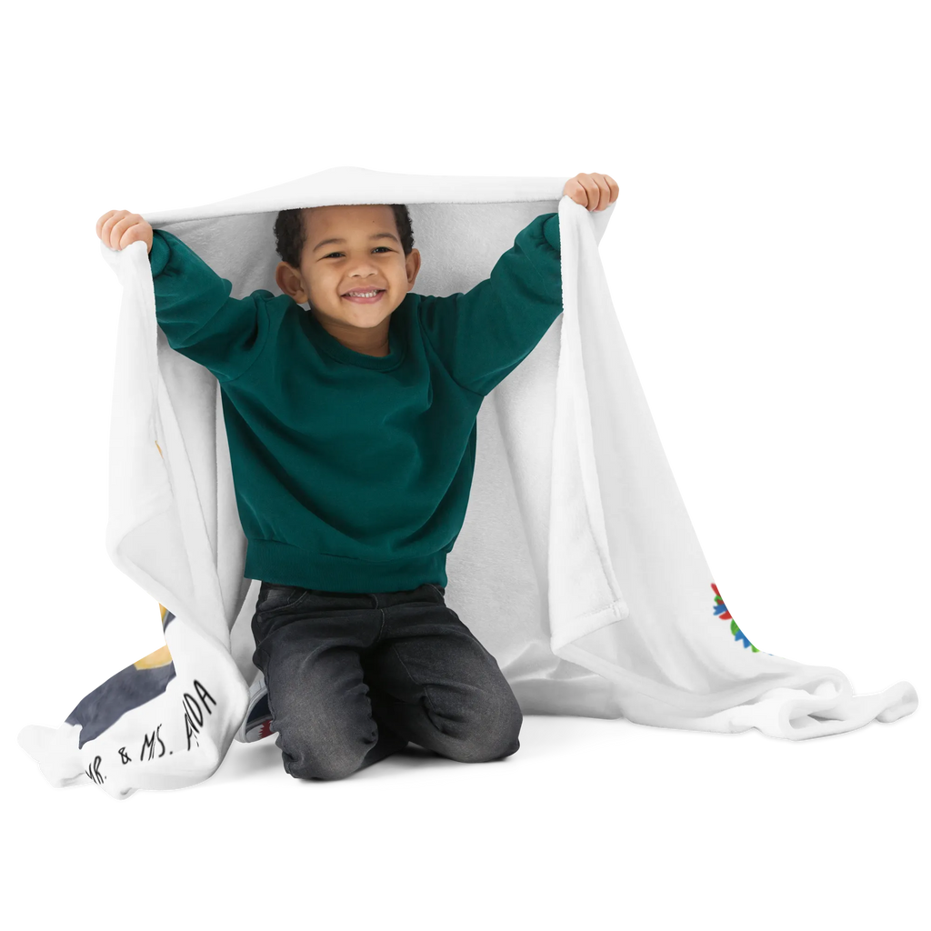 Kuscheldecke Pinguin Blumen Wolldecke, Sofadecke, Tagesdecke, Decke, Wohndecke, Pinguin, Motivation, Pinguine, Leben, Lebensziele, Liebeskummer, Geschenkidee, Wünsche, Blumenkranz, Lebenslust, Ziele, Universum