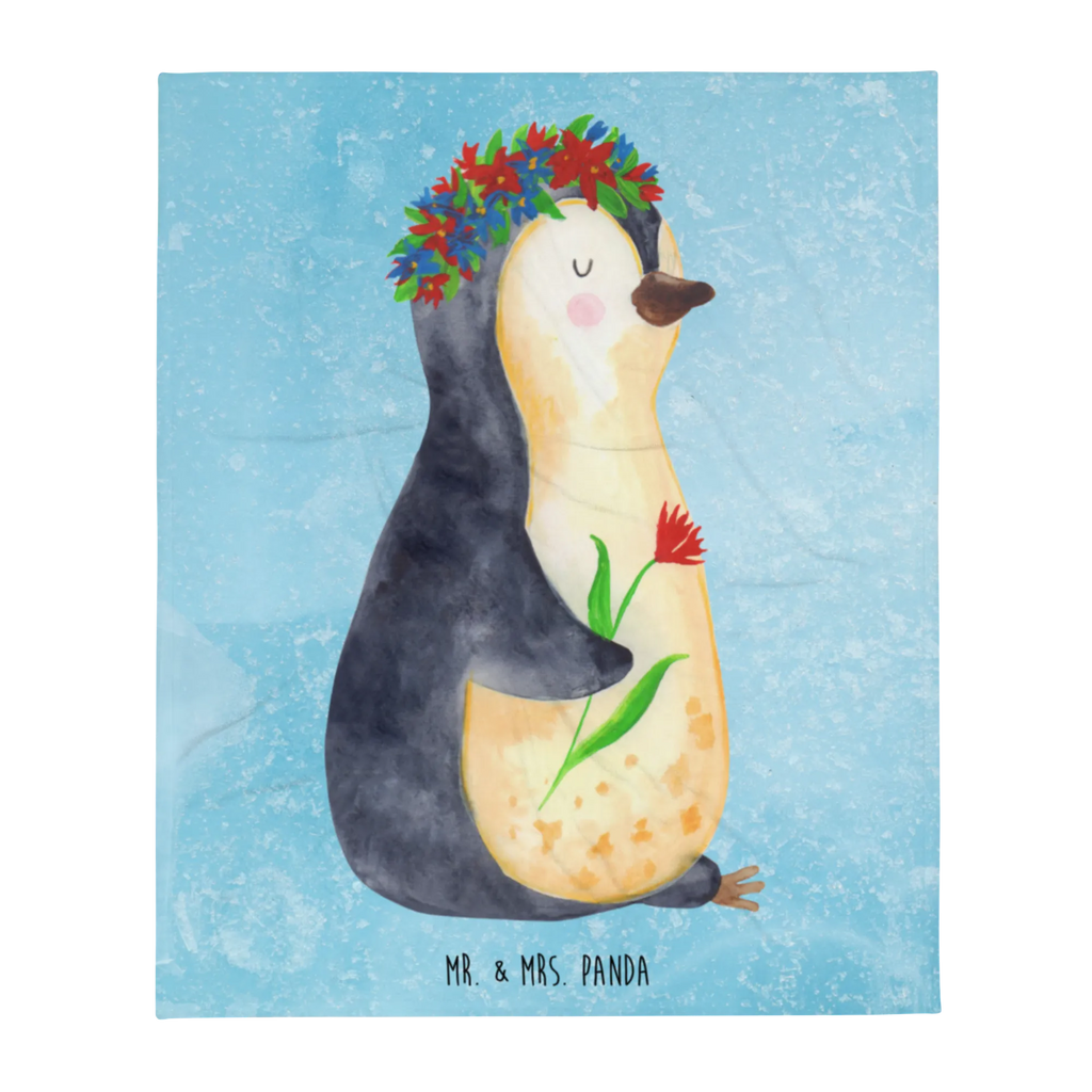 Kuscheldecke Pinguin Blumen Wolldecke, Sofadecke, Tagesdecke, Decke, Wohndecke, Pinguin, Motivation, Pinguine, Leben, Lebensziele, Liebeskummer, Geschenkidee, Wünsche, Blumenkranz, Lebenslust, Ziele, Universum