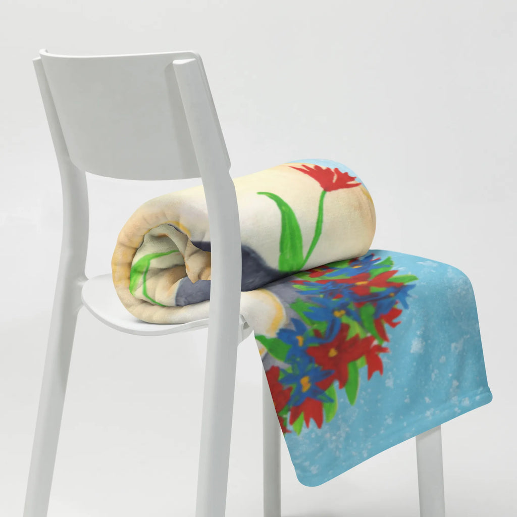 Kuscheldecke Pinguin Blumen Wolldecke, Sofadecke, Tagesdecke, Decke, Wohndecke, Pinguin, Motivation, Pinguine, Leben, Lebensziele, Liebeskummer, Geschenkidee, Wünsche, Blumenkranz, Lebenslust, Ziele, Universum