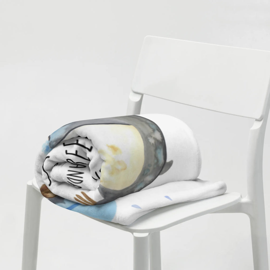 Koc Pingwin Prysznic Tagesdecke, Wolldecke, Wohndecke, Sofadecke, Decke, Pinguin, Motivation, Neustart, duschen, Lebensmotto, Neuanfang, Pinguine, glücklich sein, Dusche