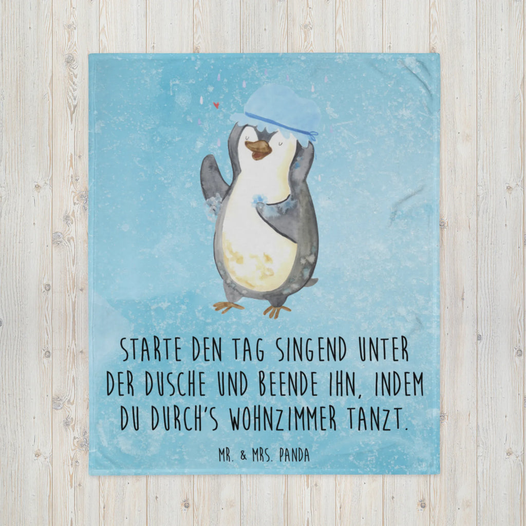 Koc Pingwin Prysznic Tagesdecke, Wolldecke, Wohndecke, Sofadecke, Decke, Pinguin, Motivation, Neustart, duschen, Lebensmotto, Neuanfang, Pinguine, glücklich sein, Dusche