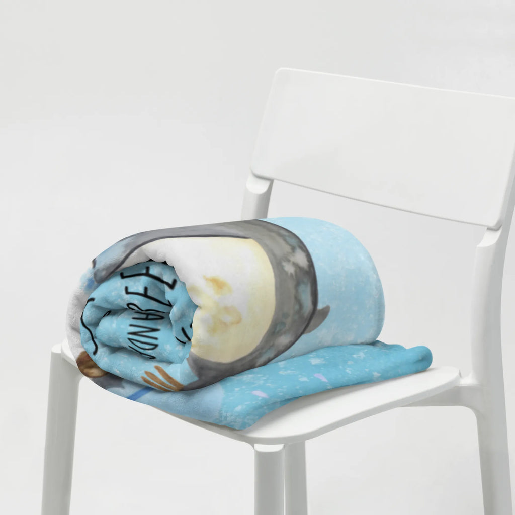 Koc Pingwin Prysznic Tagesdecke, Wolldecke, Wohndecke, Sofadecke, Decke, Pinguin, Motivation, Neustart, duschen, Lebensmotto, Neuanfang, Pinguine, glücklich sein, Dusche